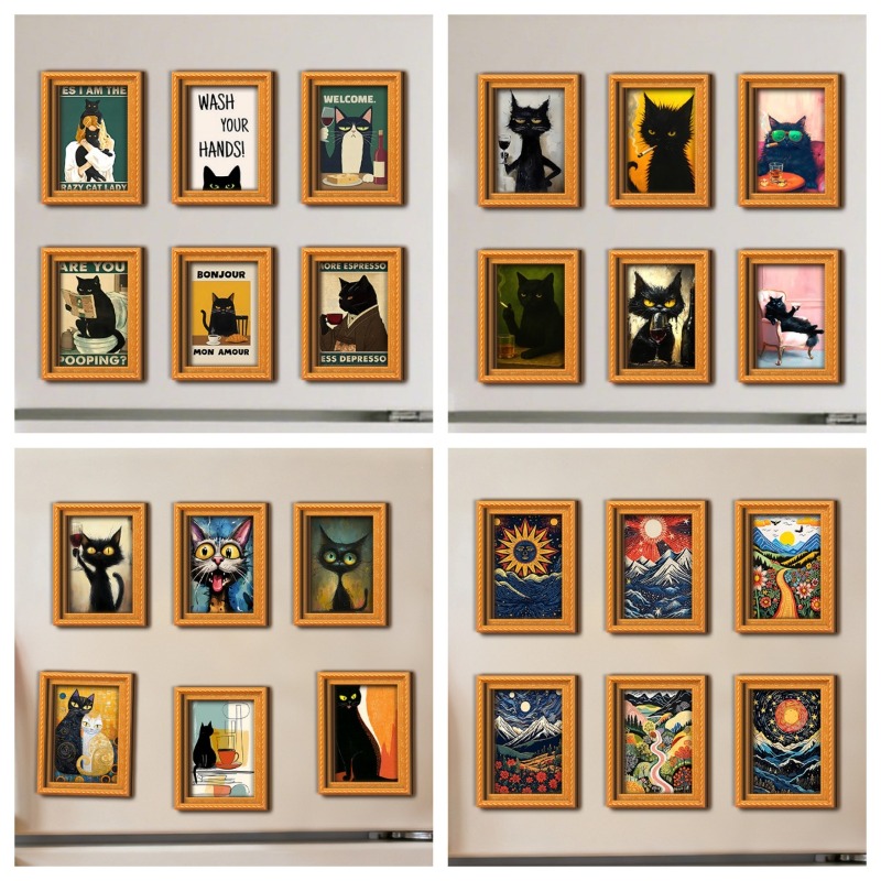 Engraved Wood Frame - Set di 6 Magneti in Legno