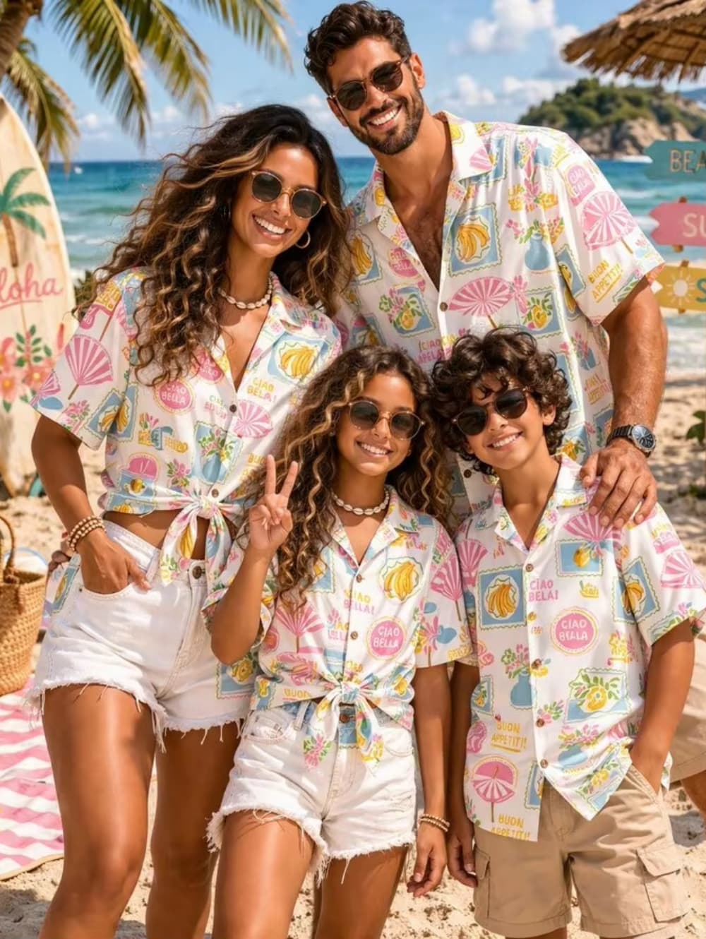 Family Tree Print - Camicia Hawaiana Estiva da Uomo per